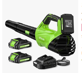2026 Upgrade Leaf Blower, Leaf Blower Cordless with 2 * 2.6AH Batteries and Fast Charger, 450CFM &150MPH and 2 Speed Mode, Lightweight Electric Leaf Blowers for Lawn, Yard, Leaves, Dust Car (Green)
