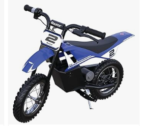 Razor MX125 Dirt Rocket Electric-Powered Bike with Authentic Motocross Geometry, Rear-Wheel Drive,100-watt, high-Torque, Chain-Driven Motor, for Kids 7+, Blue