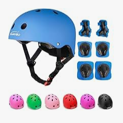 Kids Adjustable Helmet, with Sports Protective Gear Set Knee Elbow Wrist Pads for Toddler Age 2-8 Boys Girls, Bike Skateboard Hoverboard Scooter Rollerblading Helmet Set