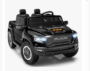 First Ride On 24V Ride on Toys for Big Kids, Licensed RAM 1500 RHO Electric Car for Kids w/Remote Control, Ride on Truck w/Bluetooth, LED Lights, Truck Bed Storage, Gear Shifter & Soft Start