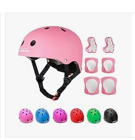 Kids Adjustable Helmet, with Sports Protective Gear Set Knee Elbow Wrist Pads for Toddler Age 2-8 Boys Girls, Bike Skateboard Hoverboard Scooter Rollerblading Helmet Set