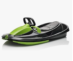 Snow Sled for Kids, Adults - Toboggan Sled, Easy Turning Steering Wheel, Anti-Slip Seat, Pull Up Brake, Durable Plastic Sled, Lightweight, Snow Sleds, Age 3+ 260 lbs
