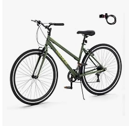Hybrid Bike, 7-Speed 700C City Commuter Bicycle, Low Step-Through Frame, Adjustable Seat & Handlebar, V Brakes, Lock, Reflectors, 90% Pre-Assembled, Hybrid Bicycle for Men & Women