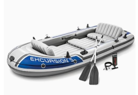 Intex Excursion 5 Person Inflatable Boat, Water Fishing River Raft Set w/ Oars - Large 1,300 Lb Capacity Portable Blow-Up 5 Seater Raft for Adults
