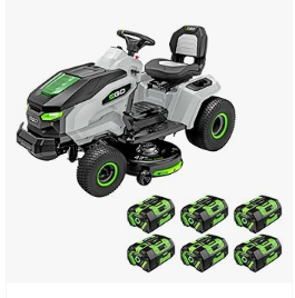 EGO Power+ Electric Riding Lawn Mower, 42" Deck Cordless Tractor, Includes (6) 56V 6.0Ah Batteries and Charger - TR4204