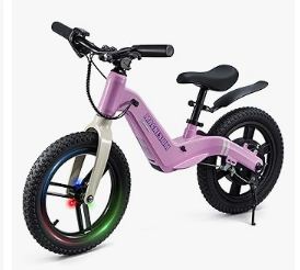 GROWNEER Electric Balance Bike for Kids, 12/14 Inch Tires, Ages 3-6, Lightweight Magnesium Alloy Frame, 3 Speed Settings(3.1/6.2/9.3 MPH), Light-up Front Tire & Adjustable Seat, Toddler Electric Bike